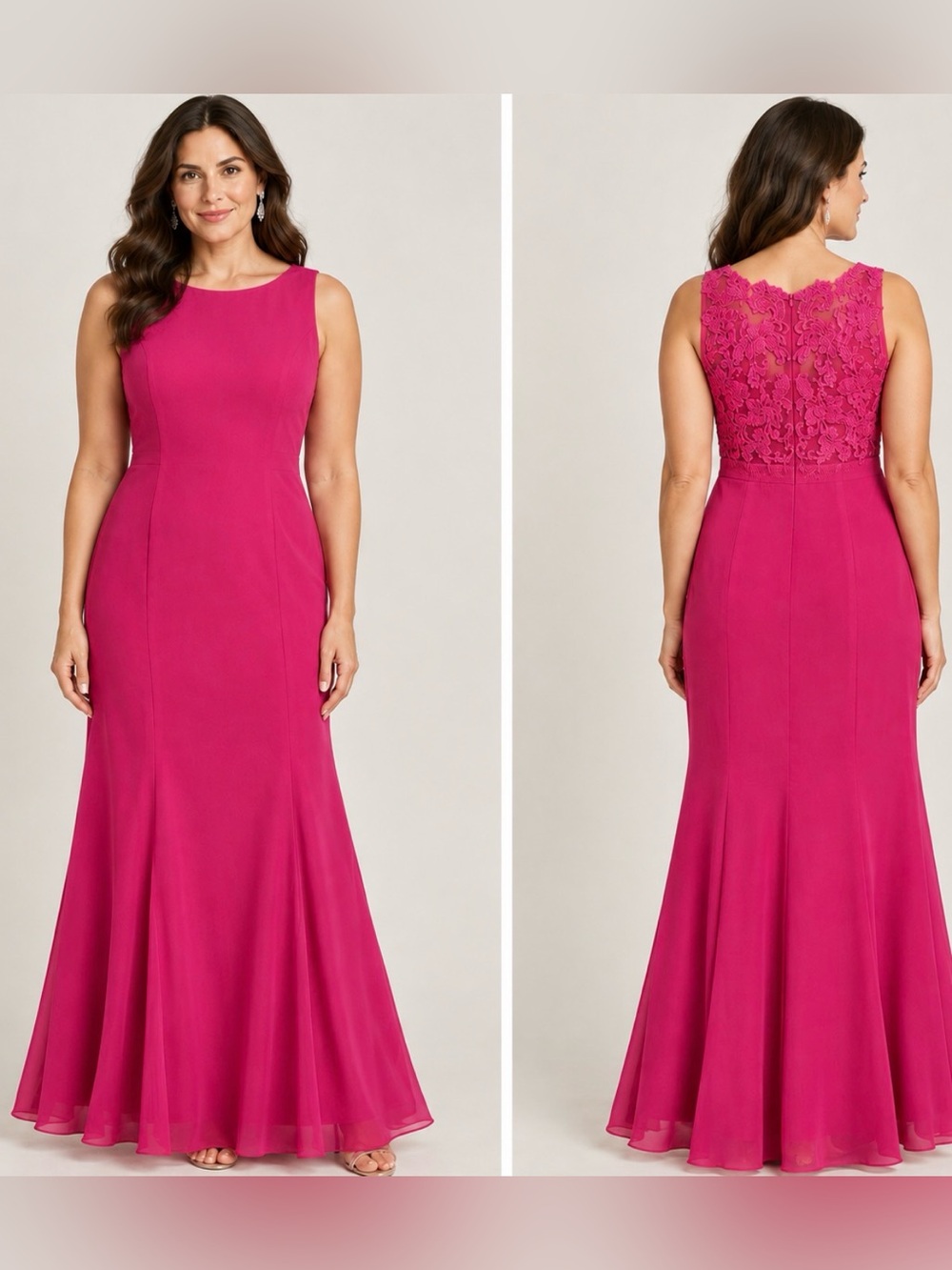 DaVinci Pink lace Back Sleeveless Evening Gown